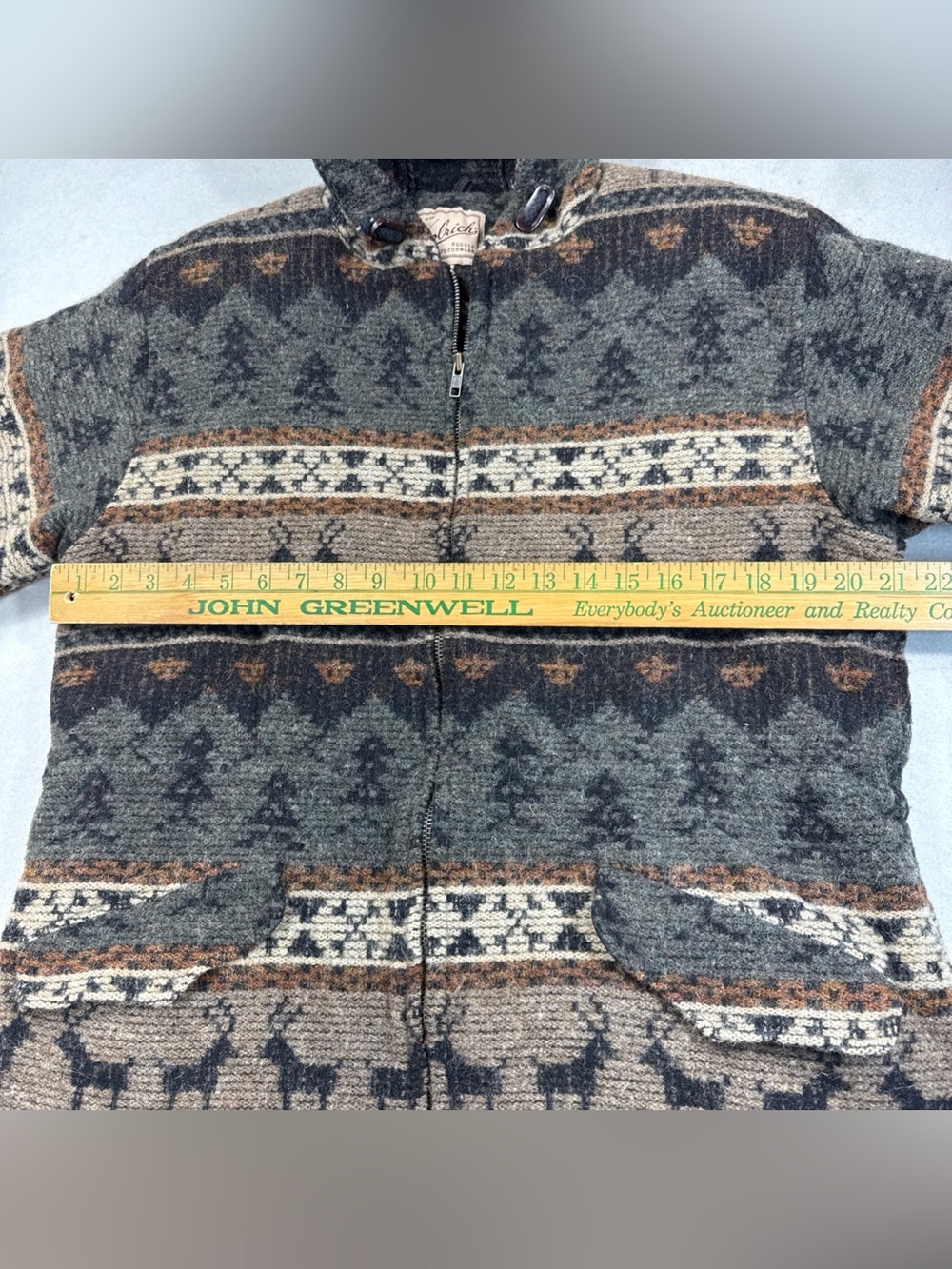 VTG Woolrich Womens Wool Blanket Southwest Animal Aztec Hooded Coat USA - Size M - Picture 5 of 10